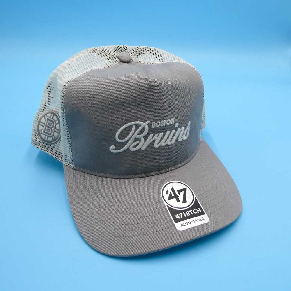'47‎ Brand Cap Mens OSFA Hitch Boston Bruins Gray White Mesh Snapback NHL Hat